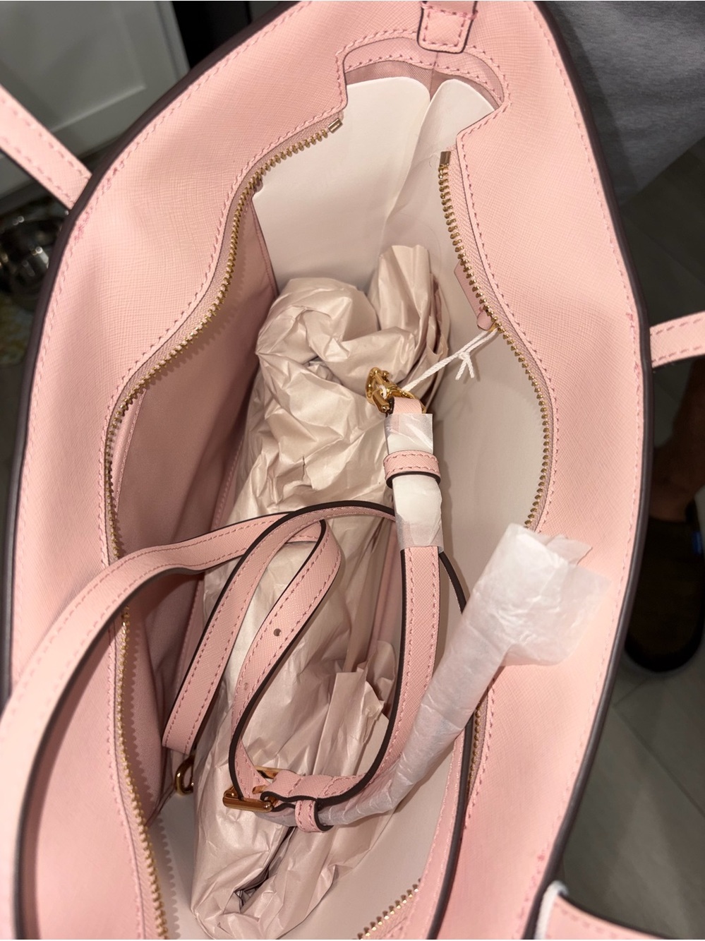 Tory Burch Light Pink Saffiano Emerson Tote Bag ON SALE - Picture 9 of 10